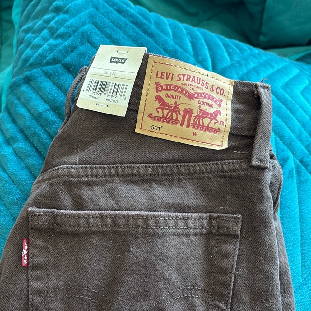 Brown Levi cut off jeans
